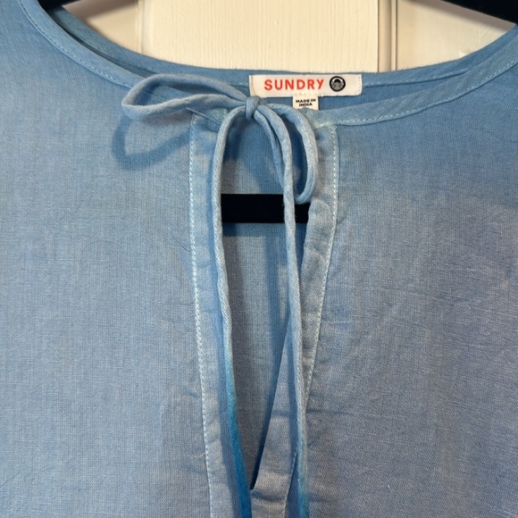 Anthropologie Sundry Blouson Midi Dress Blue Sz 1 or XS  Pockets **few spots - Picture 4 of 7